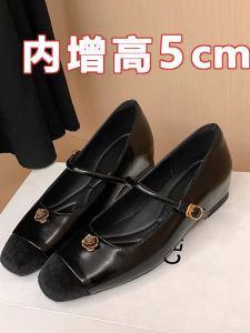 รองเท้า Mary Janes ส้นเตี้ยแบบมีสายรัด ทรงหัวเหลี่ยม พื้นยาง กันลื่น สำหรับผู้หญิง ฤดูใบไม้ผลิ 2025 รองเท้าส้นเตี้ยแบบมีสายรัดสีทอง