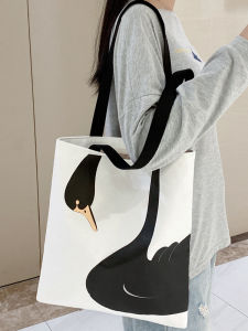 Tote Bag Womens Canvas Shoulder Bag Large Capacity Commuter Fashion Trend Youth Casual Handbag Soft Structure Zipper Closure