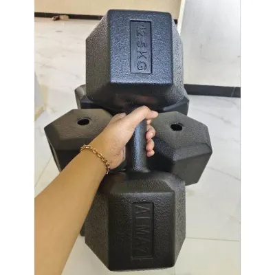 ￼Barbel/dumbell 125kg HEXAGONAL (1 biji) KOSONGAN TANPA ISI FREE TUTUP. Di isi sendiri
