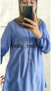 Tunik polos viscose jumbo hijau botol - mint - army - lumut- wardah - sage - kancing hidup