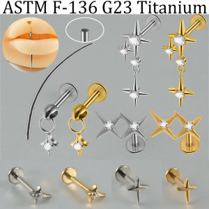 1Set CZ One/Two/Three Cross Star Hanger Labret Lip Stud F-136 Pure Titanium Internal Thread Ear Cartilage Helix Daith Earring