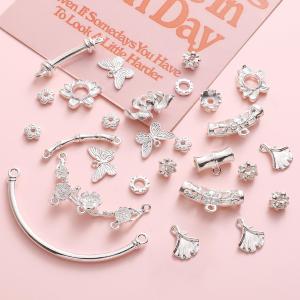 Silver Bamboo Node Crystal Beads Handmade DIY Bracelet Chinese Style Jewelry Accessories Fashionable Craft Supplies