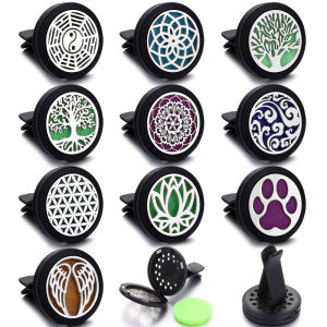 Khử Mùi Ô Tô Màu Đen Kẹp Thông Gió Máy Khuếch Tán Tinh Dầu Hợp Kim Thép Không Gỉ Mặt Dây Chuyền Trang Trí Nội Thất