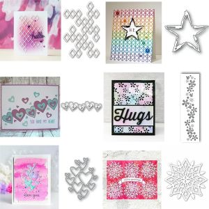Geometry Background Star Cutting Dies Connected Hearts Border Love String Snowflake Die For DIY Scrapbooking Card Craft Making