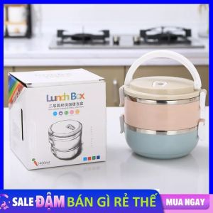 Hộp đựng cơm giữ nhiệt 2 tầng chất liệu ruột INOX 304 cao cấp Nắp hộp chống tràn hiệu quả dùng được trong lò vi sóng / Camen 2 Tầng Giữ Nhiệt
