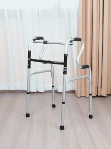 🏆 Load capacity:360KG🏆 Walking Aid with wheels Cushion Adjustable 6 Levels 2.2kg Foldable with One Click Can change with wheels or without wheels help walk and support legs Stainless Steel Walking Aid Toilet Armrest