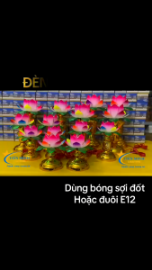 [Giá cặp] Đèn thờ hoa sen nhiều kích thước sen L/ sen T/ sen N dùng bóng trái ớt đui E12 thông dụng