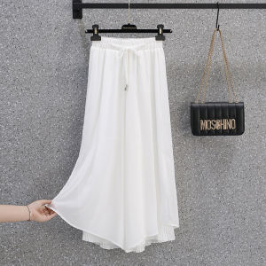High-Waist Ice Silk Chiffon Skirt Pants for Women Summer Thin Style Plus Size Comfortable K-Style Cropped Wide-Leg Pants