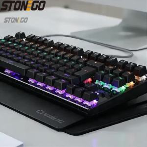 Wired Mechanical Gaming Keyboard 26 Keys Anti Ghosting RGB LED Backlit USB for Gamers with Colorful Illuminated Keyboard