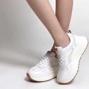 [COD]Best Seller Korean Aesthetic Women White Sneakers Thick Platform Sole Comfort Non‑Slip Casual Walking Shoes For School & Daily Outfit