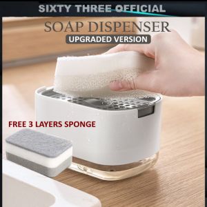 Soap Dispenser for Kitchen Sink Countertop Soap Pump with Sponge Caddy Sponge Holder