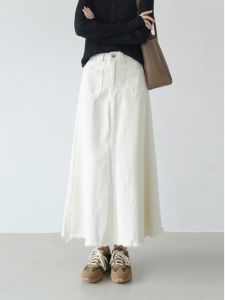 Váy Mini Denim Cạp Cao Cho Nữ Mùa Thu 2025 Phong Cách Mới Váy Chữ a Cạp Cao Váy Midi Phong Cách Hàn Quốc Váy Xòe