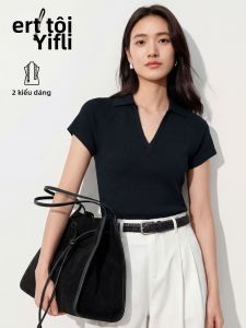 Eifini | Áo Polo V-Neck Raglan Ôm Sát Cao Cấp
