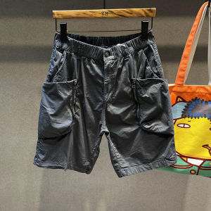 Japanese-Style Retro Mens Handsome Pants Summer Multi-Pocket Half Length Casual Cargo Shorts Mens Trendy Loose Straight-leg