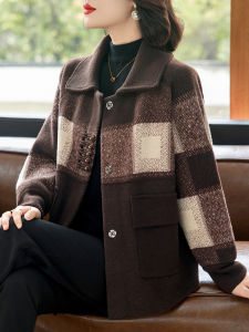 Young Mom Winter Fashion Woolen Coat Large Size Cardigan Style Middle-Aged And Elderly Womens Clothing Trendy Personality