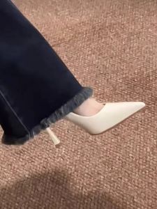 Elegant French Style Pointed Toe High Heels Comfortable Work Commute Shoes Womens Fashion Single Shoes Ultra-Fine Fiber Interior
