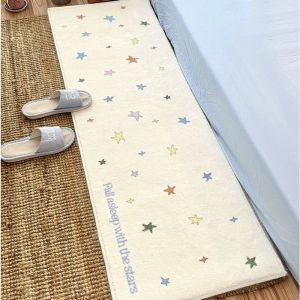 VIKAMA Hoạt Hình Ngôi Sao Thảm Giả Cashmere Mềm Mại Ấm Cúng Phòng Khách Phòng Ngủ Sofa Ấm Áp Trang Trí Nhà Chống Trơn Trượt Chống Phai Màu Polyester