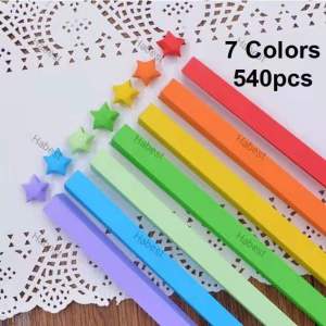 [540Pcs]Color Star Origami Lucky Star Wishing Star Creative Gift Folding Star Solid Color Set Handmade Gift Star Paper