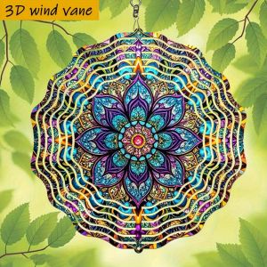 CIFbuy | 10in Colorful Mandala 3D Spinner 360° Rotating Hook DIY Double-Sided Round Art for Indoor Outdoor Decor