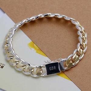 Mens Bracelet N925 Silver color 10mm Width 21cm Thick Exquisite Fashion Bracelet Womens Jewelry