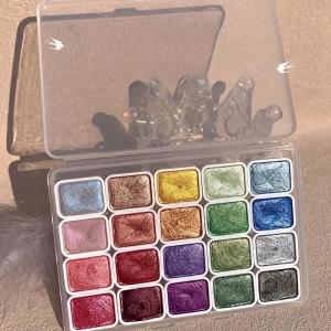 20Color Metal Watercolor Painting Set New Portable Box With Sparkling Pearl Solid Watercolor Painting Art Supplies