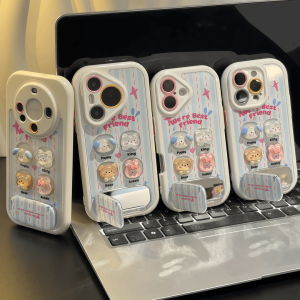 Cute Cartoon Animal Toy Stand Compatible with Apple iPhone 16 17 Xiaomi 15 Vivo Oppo Huawei P70 Mobile Phone Protective Case