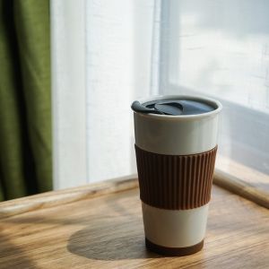 UDMG Ceramic Travel Mug with Silicone Lid Simple Coffee Straw Cup Office Use Multicolor Easy Carry Water Bottle Adult Gift