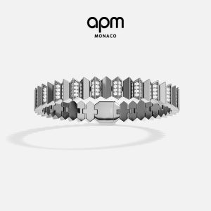 Wide Gray Geometric Wave Hand Chain