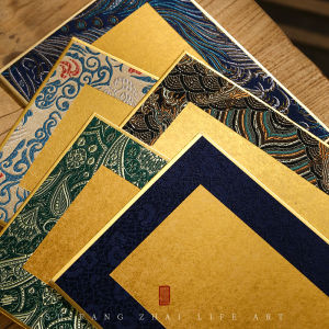 Gold Diving Hard Card Japan Import Gold Diving Card Paper Song Dynasty Brocade Trim Calligraphy Traditional Chinese Painting Processed Rice Paper Card Paper Golden Edge Hard Card National Style Cultural and Creative Picture Frame Study Table Decoration Fi
