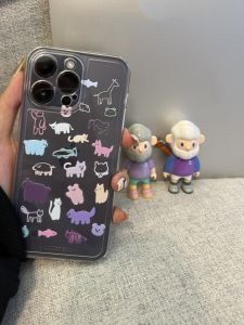 เคสโทรศัพท์ซิลิโคนน่ารักสำหรับ Apple 16Promax ดีไซน์สวนสัตว์สีเทาโลหะ ป้องกันการตกหล่น ลายการ์ตูนน่ารัก เคสโทรศัพท์แบบนิ่ม