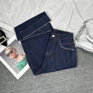 Quần Jeans Denim Xanh Ống Rộng Cho Nữ Mùa Thu 2025 Quần Ống Rộng Ôm Dáng Ôm Lưng Cao Khóa Kéo Chống Mài Quần Thường Ngày