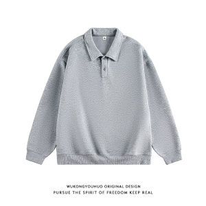 WUKONGYOUHUO | Heavy Weight Old Money Style Versatile Long Sleeve Men POLO Shirt 400G
