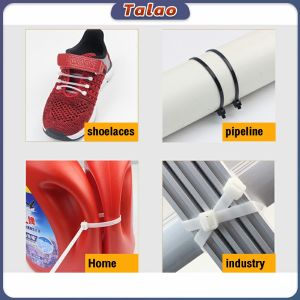 Talao 100pcs Nylon Cable Tie Wire 3.6/4.8MM Plastic Wire Tie Black/White