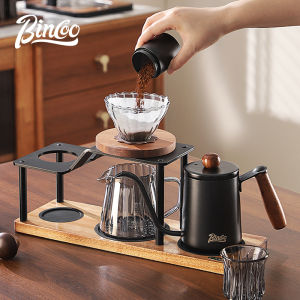 BINCOO Hand Brewed Coffee Filter Set With Glass Coffee Pot Hand Brewing Pots Coffee Pour Over Coffee Kettle Pot Dripper Stand Cup