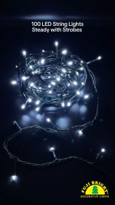 FUJI BRIGHT 100 LED STRING LIGHT W/ 10% STROBE & END CONNECTOR CHRISTMAS LIGHTS