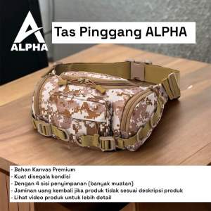 Tas Pinggang Selempang ALPHA Tactical Military Khamuflase Edition Canvas Premium Tas Mancing Hiking Gunung Berkendara Olaharaga