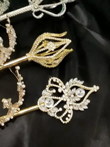 Shiny Crystal Crown Scepter Pageant Magic Wand Princess Queen&King Prop for Prom Party Stage Performances Costume