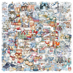 Trong Suốt Mùa Đông Hoạt Hình Dán Giáng Sinh Người Tuyết Ông Già Noel Đề Can 10/30/50/100 Chiếc Thẩm Mỹ DIY Điện Thoại Laptop Văn Phòng Phẩm