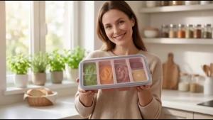 2/3/4 Grid Food Storage Container with Compartments That Is Safe for Both Microwave And Freezer Use Airtight Dishwasher Safe