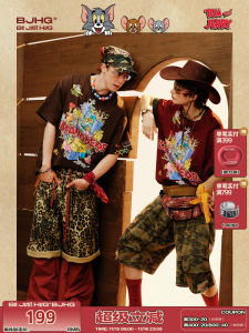 Áo Thun Tay Ngắn Nhanh Khô Mùa Hè Cho Nam Áo Thun Cặp Đôi Họa Tiết Hoạt Hình Mèo Và Chuột Phong Cách Mỹ Dáng Rộng Thoải Mái