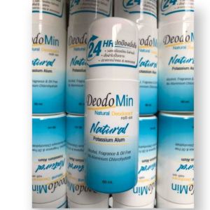 Deodomin natural deodorant roll on ดีโอโดมิน โรลออนสารส้มบริสุทธิ์ระงับกลิ่นกาย สีฟ้า ไม่มีน้ำหอม 60 ml. ลูกกลิ้งสารส้ม ของแท้