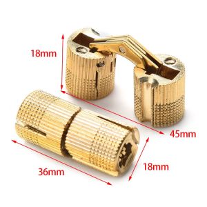 8-18mm Coppers Bucket Hinge Invisible Concealed Cabinet Cylindrical Brass Hinge Furniture Hardware Installation Bracket Hardware