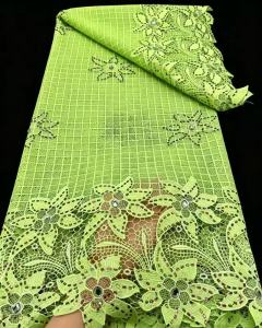 5 Yards Nigerian Guipure Cord Lace Fabric 2026 High Quality 3D Sequins African Mesh Milk Silk Embroidery Lace Fabric Women