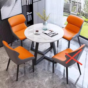 Luxurious Office Reception Rock Panel Table Chair Set for Home Hotel Casual round Table Modern Minimalist Style Cross Leg Design