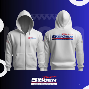 Hoodie Sweater Jaket Jumper HSCLO 5 ZIGEN WHITE HOODIE Bahan Fleece Jaket Lengan Panjang Ukuran Jumbo Big Size XS S M L XL XXL 3XL 4XL 5XL
