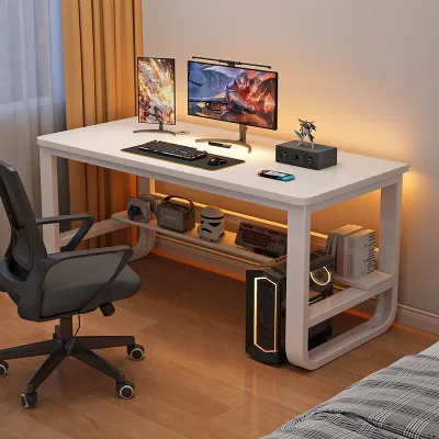 Gaming Computer Desk Home Small Apartment Solid Wood Study Desk Bookshelf Integrated Bedroom Student Learning Writing Desk