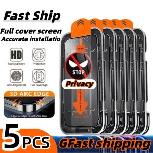 5PCS Oleophobic Coating Privacy Screen Protector For iPhone 17 Pro Max 16 13 15  17 Air 12 Mini  X Dust Free Installation