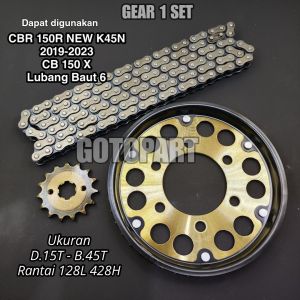 Gear Set CBR 150r K45N 2019 KEATAS CB 150X LUBANG BAUT 6 girset Gearset gigi tarik model sss
