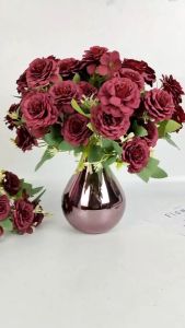 Bunga Peoni Chinese Cabang 5 Bunga Artificial Untuk Dekorasi Cafe & Rumah