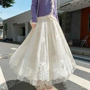 ●ECLAIRE● 003 Rok Skirt Midi Lace Brokat Brukat kombinasi Tulle Boho Bohemia Kasual Casual Korea Santai Liburan Import 9755